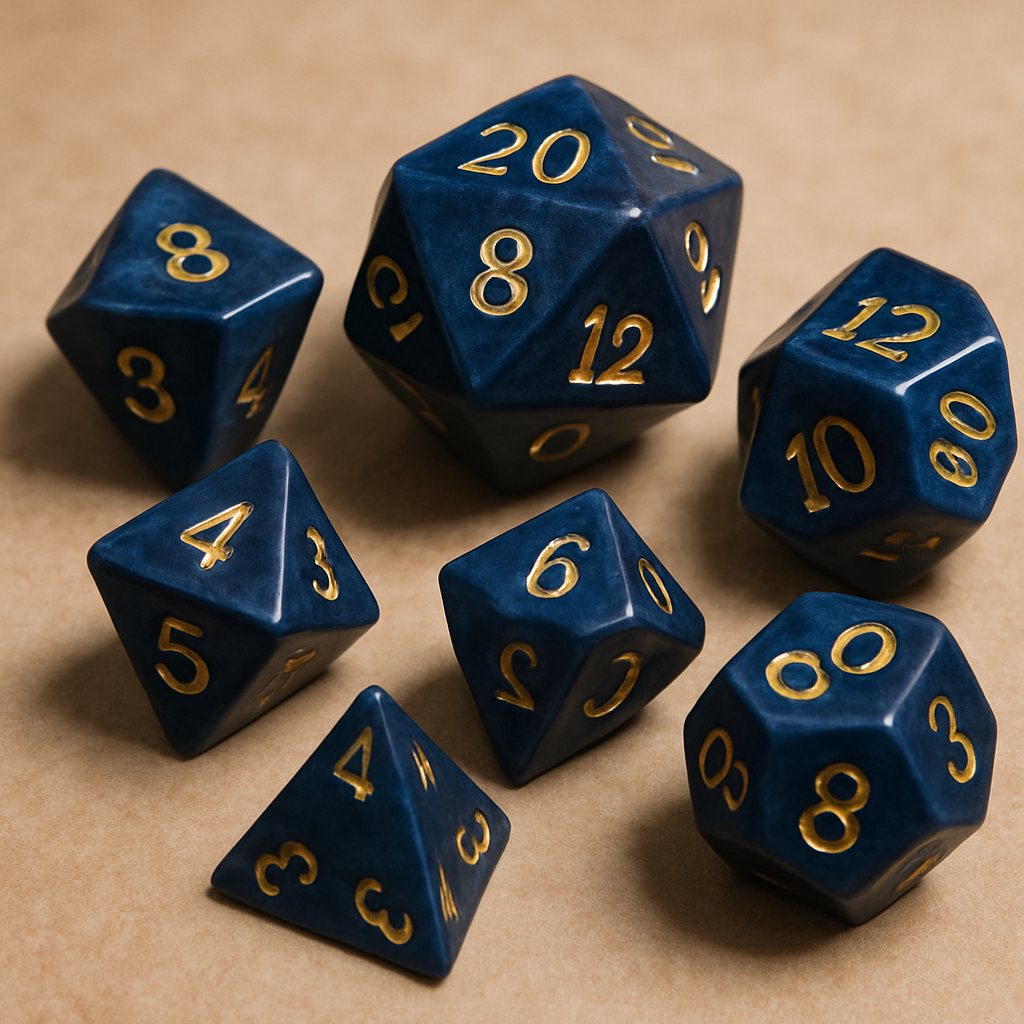 A set of dice from dungeons and dragons roleplaying game.